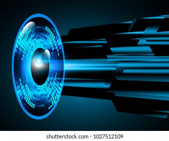 binary circuit board future technology, blue eye cyber security concept background, abstract hi speed digital internet.motion move blur. pixel vector