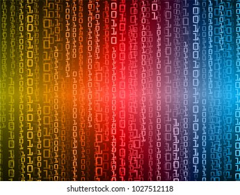 binary circuit board future technology, blue red yellow cyber security concept background, abstract hi speed digital internet.motion move blur. pixel vector