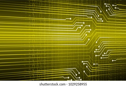 binary circuit board future technology, yellow cyber security concept background, abstract hi speed digital internet.motion move blur. pixel vector