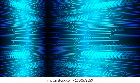 binary circuit board future technology, blue cyber security concept background, abstract hi speed digital internet.motion move blur. arrow pixel vector