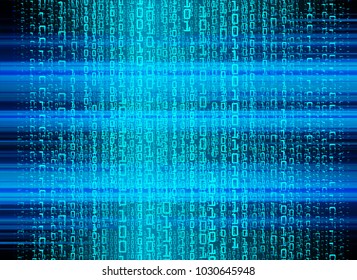 binary circuit board future technology, blue cyber security concept background, abstract hi speed digital internet.motion move blur. pixel vector