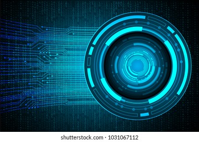 binary circuit board future technology, blue eye cyber security concept background, abstract hi speed digital internet.motion move blur. Circle vector