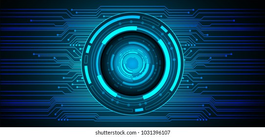 binary circuit board future technology, blue eye cyber security concept background, abstract hi speed digital internet.motion move blur. Circle vector