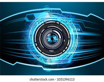 binary circuit board future technology, blue eye cyber security concept background, abstract hi speed digital internet.motion move blur. Circle vector