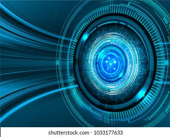 binary circuit board future technology, blue eye cyber security concept background, abstract hi speed digital internet.motion move blur. pixel vector