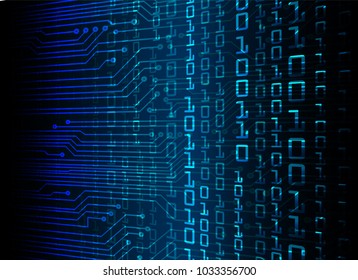 binary circuit board future technology, blue cyber security concept background, abstract hi speed digital internet.motion move blur. pixel vector