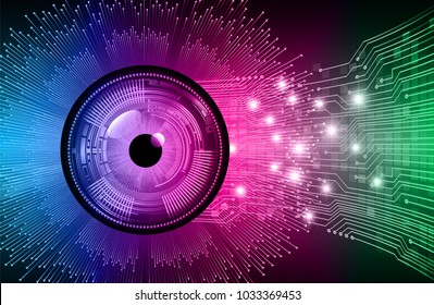 binary circuit board future technology, blue green eye cyber security concept background, abstract hi speed digital internet.motion move blur. pixel vector