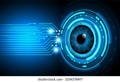 binary circuit board future technology, blue eye cyber security concept background, abstract hi speed digital internet.motion move blur. pixel vector