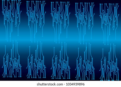 binary circuit board future technology, blue cyber security concept background, abstract hi speed digital internet.motion move blur. pixel vector.