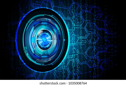 binary circuit board future technology, blue eye cyber security concept background, abstract hi speed digital internet.motion move blur. pixel vector