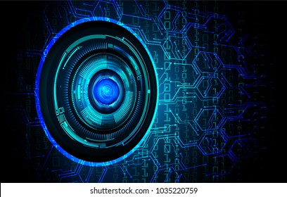 binary circuit board future technology, blue eye cyber security concept background, abstract hi speed digital internet.motion move blur. pixel vector