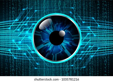 binary circuit board future technology, blue eye cyber security concept background, abstract hi speed digital internet.motion move blur. pixel vector