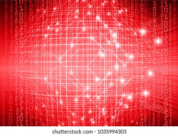 binary circuit board future technology, red cyber security concept background, abstract hi speed digital internet.motion move blur. pixel vector