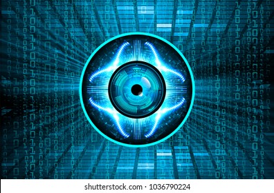 binary circuit board future technology, blue eye cyber security concept background, abstract hi speed digital internet.motion move blur. pixel vector