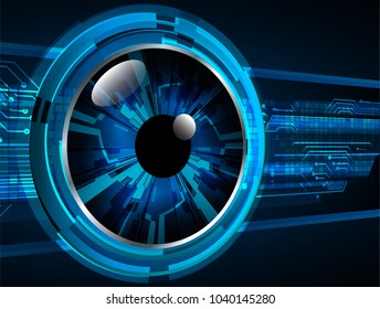 binary circuit board future technology, blue eye cyber security concept background, abstract hi speed digital internet.motion move blur. pixel vector
