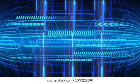 binary circuit board future technology, blue cyber security concept background, abstract hi speed digital internet.motion move blur. arrow pixel vector
