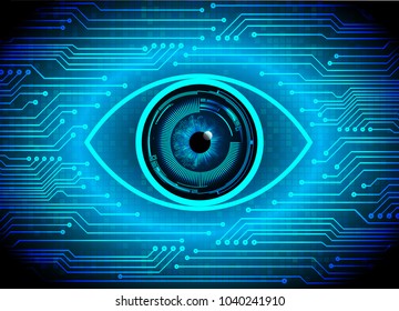 binary circuit board future technology, blue eye cyber security concept background, abstract hi speed digital internet.motion move blur. pixel vector