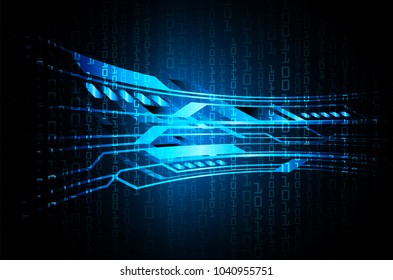 binary circuit board future technology, blue cyber security concept background, abstract hi speed digital internet.motion move blur. pixel vector

