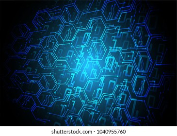 binary circuit board future technology, blue cyber security concept background, abstract hi speed digital internet.motion move blur. pixel vector
