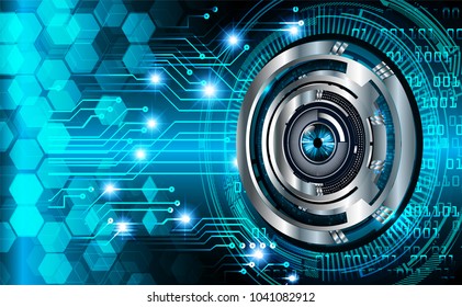 binary circuit board future technology, blue eye cyber security concept background, abstract hi speed digital internet.motion move blur. pixel vector