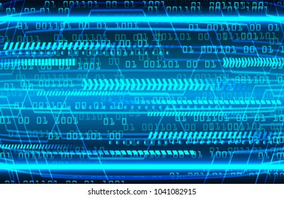 binary circuit board future technology, blue cyber security concept background, abstract hi speed digital internet.motion move blur. arrow fast pixel vector
