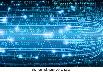 binary circuit board future technology, blue cyber security concept background, abstract hi speed digital internet.motion move blur. pixel vector
