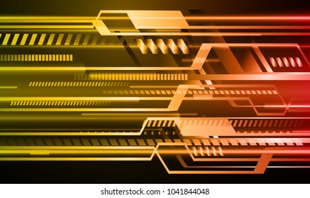 binary circuit board future technology, orange red cyber security concept background, abstract hi speed digital internet.motion move blur. pixel vector