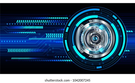 binary circuit board future technology, blue eye cyber security concept background, abstract hi speed digital internet.motion move blur. pixel vector