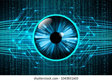 binary circuit board future technology, blue eye cyber security concept background, abstract hi speed digital internet.motion move blur. pixel vector