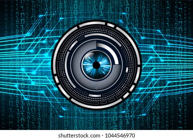 binary circuit board future technology, blue eye cyber security concept background, abstract hi speed digital internet.motion move blur. pixel vector