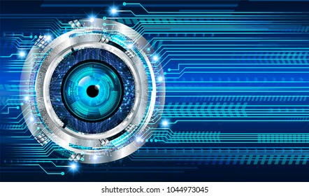 binary circuit board future technology, blue eye cyber security concept background, abstract hi speed digital internet.motion move blur. pixel vector
