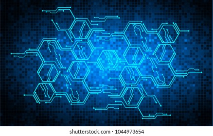 binary circuit board future technology, blue cyber security concept background, abstract hi speed digital internet.motion move blur. pixel vector
