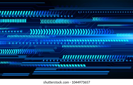 binary circuit board future technology, blue cyber security concept background, abstract hi speed digital internet.motion move blur. arrow pixel vector