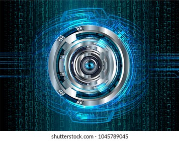 binary circuit board future technology, blue eye cyber security concept background, abstract hi speed digital internet.motion move blur. pixel vector