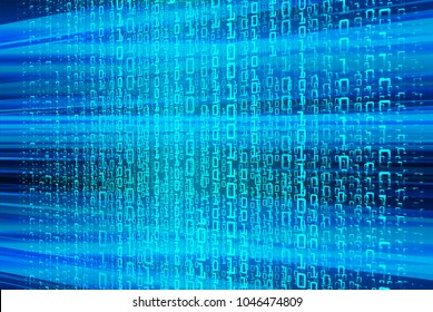 binary circuit board future technology, blue cyber security concept background, abstract hi speed digital internet.motion move blur. pixel vector
