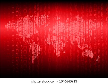 binary circuit board future technology, blue cyber security concept background, abstract hi speed digital internet.motion move blur. world map pixel vector