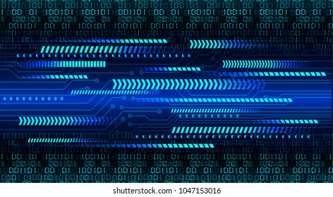 binary circuit board future technology, blue cyber security concept background, abstract hi speed digital internet.motion move blur. arrow pixel vector