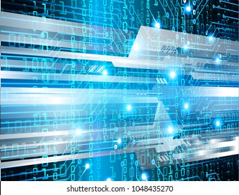 binary circuit board future technology, blue cyber security concept background, abstract hi speed digital internet.motion move blur. pixel vector