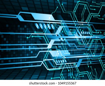 binary circuit board future technology, blue cyber security concept background, abstract hi speed digital internet.motion move blur. pixel vector
