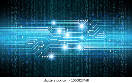 binary circuit board future technology, blue cyber security concept background, abstract hi speed digital internet.motion move blur. pixel vector