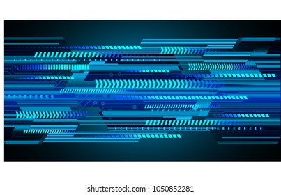 binary circuit board future technology, blue cyber security concept background, abstract hi speed digital internet.motion move blur. arrow pixel vector