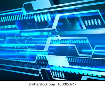 binary circuit board future technology, blue cyber security concept background, abstract hi speed digital internet.motion move blur. arrow pixel vector