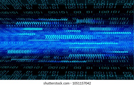 binary circuit board future technology, blue cyber security concept background, abstract hi speed digital internet.motion move blur. arrow pixel vector