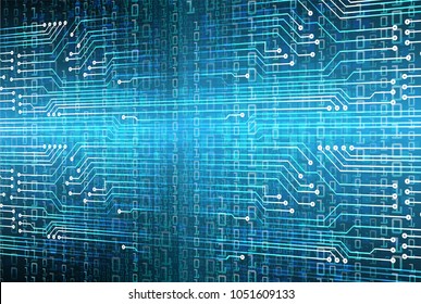 binary circuit board future technology, blue cyber security concept background, abstract hi speed digital internet.motion move blur. pixel vector