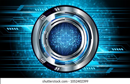 binary circuit board future technology, blue cyber security concept background, abstract hi speed digital internet.motion move blur. eye vector