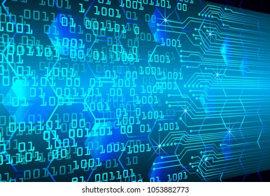 binary circuit board future technology, blue cyber security concept background, abstract hi speed digital internet.motion move blur. pixel vector
