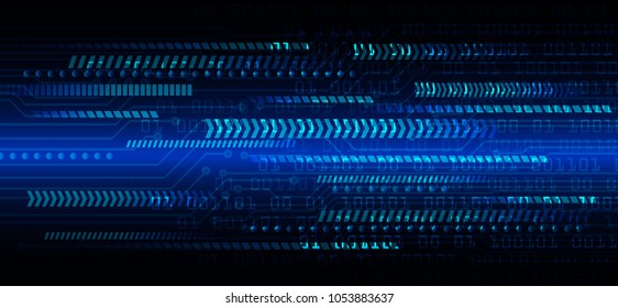 binary circuit board future technology, blue cyber security concept background, abstract hi speed digital internet.motion move blur. arrow pixel vector