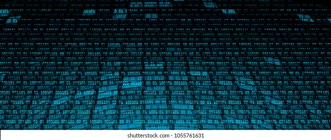 binary circuit board future technology, blue cyber security concept background, abstract hi speed digital internet.motion move blur. pixel vector