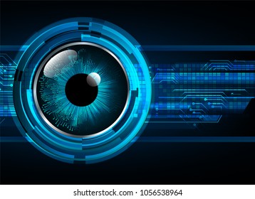 binary circuit board future technology, blue cyber security concept background, abstract hi speed digital internet.motion move blur. eye pixel vector