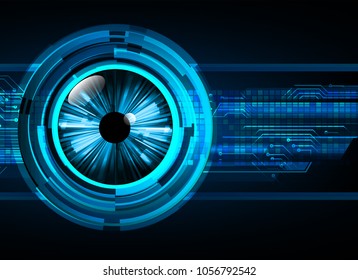 binary circuit board future technology, blue cyber security concept background, abstract hi speed digital internet.motion move blur. eye pixel vector